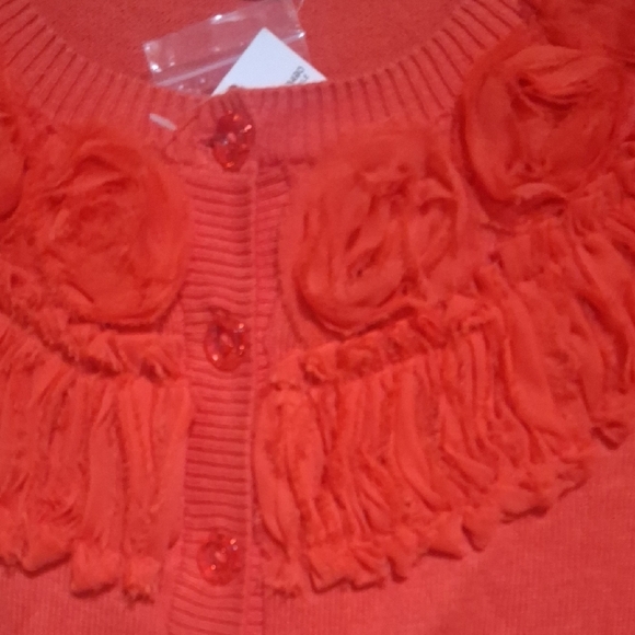 NEW.New York & Company Women's Orange Ruffled Cardigan Size S - Picture 6 of 9